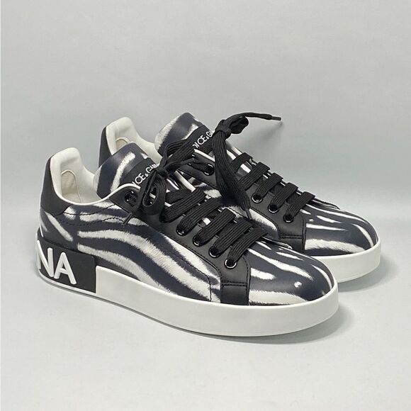 DOLCE&GABBANA Portofino Zebra-Print Sneakers size 37 - Picture 5 of 11